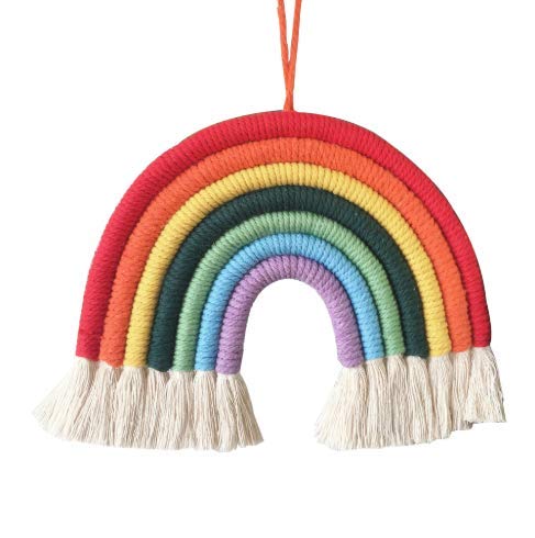 Rainbow Wall Hangings Decoration - GOODCHANCEUK Rainbow Macrame Wall Ornaments Boho for Children Kids Room Nursery Room Decor