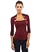 PattyBoutik Women Bolero Button Long Sleeve Blouse (Burgundy Small)