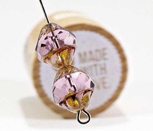 10pcs Czech Glass Cathedral Beads Fire Polished Light Purple with Picasso Ends, 11 mm