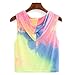 haoricu Women Vest, 2017 Women Fashion Rainbow Print Hooded Crop Sleeveless Short T Shirt Tops (Asian Size:S, Blue)