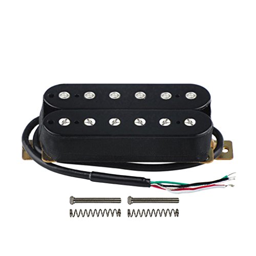 FLEOR Double Coil Humbucker Electric Guitar Pickup Bridge 52mm Ceramic Magnet 4 Wires Brass Base Guitar Parts Black