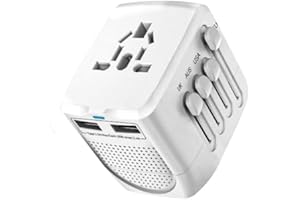 LINGPEI International Travel Adapter Voltage Converter Combo for 100V-240V with 2 USB Ports, USA to UK Europe Australia 200+ Countries Power Converter