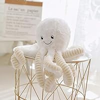 BELUPAID Octopus Plush Stuffed Toy Cute Soft New Stuffed Animal Throw Pillow Gift for Kids Boys and Girls 15.7inch (White) with a Plush Dog Toy