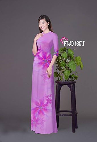 Ao Dai - Traditional Viet Nam Vietnamese Long Dress Collections With Pants - Silk 3D - Custom- All Sizes