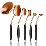 Micup 5 Pcs Oval Face Toothbrush Makeup Brushes Sets Countor Cream Powder Concealer Blush Cosmetic Foundation (Rose gold)