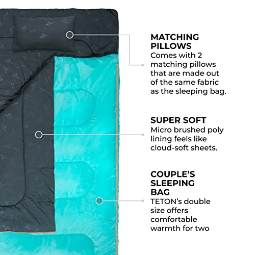 TETON Sports Cascade Double Sleeping Bag; Lightweight, Warm and