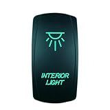 QUNQI STAR 5 pin Laser Backlit Rocker Switch INTERIOR LIGHT 20A 12V On/off LED Light Toggle Switch (Green)