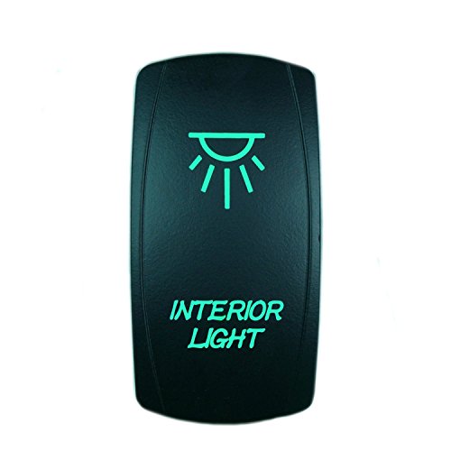 QUNQI STAR 5 pin Laser Backlit Rocker Switch INTERIOR LIGHT 20A 12V On/off LED Light Toggle Switch (Green)