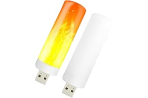 DOITOOL 2Pcs USB Flame Effect Night Light Small Decorative Plug Lamp for Bedroom Bathroom Adorable Cartoon