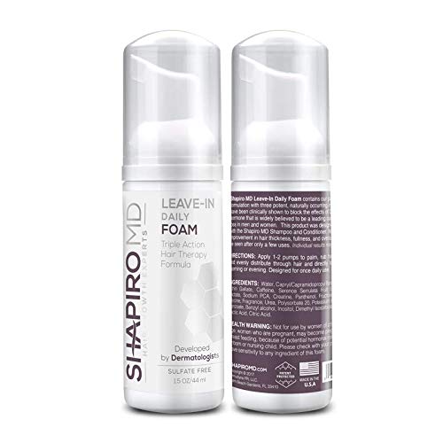Hair Loss Leave-In Daily Foam | All-Natural DHT Blockers for Thinning Hair Developed by Dermatologists | Experience Healthier, Fuller & Thicker Looking Hair – Shapiro MD | 2-Month Supply