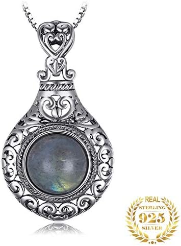 HJGYFTDEOU Palace Heart Natural Labradorite 925 Sterling Silver Gems Choker