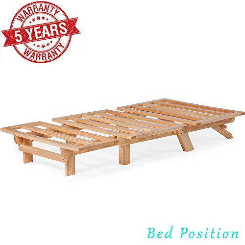 Nirvana Futons Twin TriFold Wood Futon Sofa Bed Lounger Frame (Space