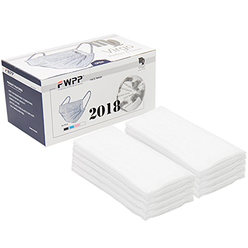 FWPP Earloop Disposable Surgical Flu Face Masks, 3 Ply Thicker Super Filter Pollen Dust and Bacteria, Anti allergy Dental Medical Procedure Mask, Pack of 50 Pcs(Pearl White)