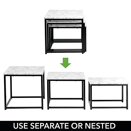 mDesign Modern Farmhouse Nesting Side/End Table Metal Wood Design Sturdy Vintage, Rustic