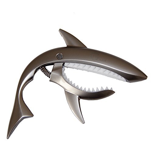 Mira-Tech Shark Zinc Alloy Spring Capo for Acoustic and Electric Guitar with Good Hand Feeling (Silver)