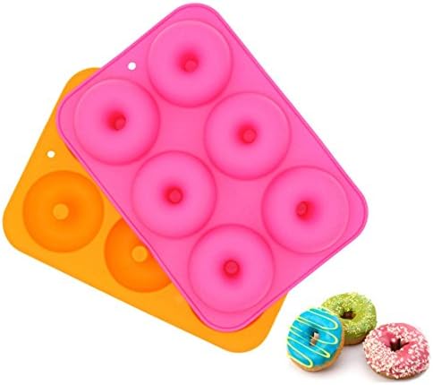 LuckyStar365 2PCS 6-Cavity Silicone Donut Pan, Non-Stick Donut Baking Pan, Donut Pan/Mold for Baking, BPA Free, Oven, Dishwasher, Microwave and Freezer Safe
