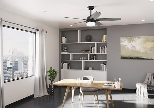 Hunter Fan Company 52485 Anisten Bedroom Ceiling Fan with LED Lights, Large Low Profile, Matte Black