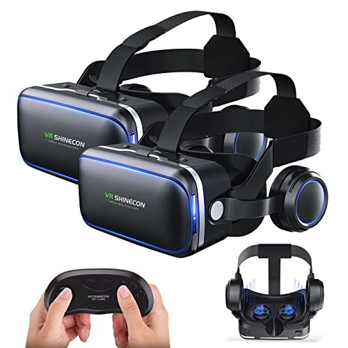 2Pcs 360° VR Headset with Remote Controller Compatible with iPhone