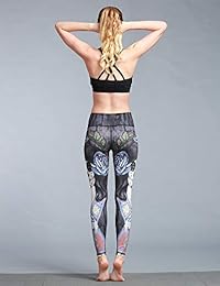 Hioinieiy - Mallas de yoga para mujer con estampado de cintura alta