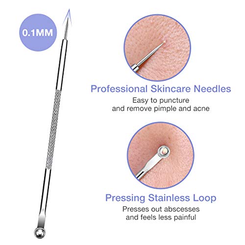 Blackhead Remover Kit, EIVOTOR Blackhead Comedone Extractor Tool, 5-in-1 Professional Stainless Pimple Acne Blemish Removal Set for Blemish, Whitehead Popping, Zit Removing with Metal Case
