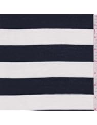 Art and Craft Supply: Navy/White Rugby Stripe Rayon Jersey Knit, Fabric By the Yard - Fashion Fabrics Club