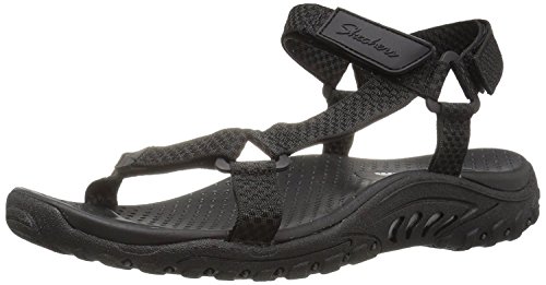 Skechers Women's Reggae Island Flat Sandal,Black Island,8 M US