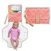 Portable Changing Pad & Clutch Station for Diaper Bag | Pink | Perfect Gift for Girl Baby Shower | Infants & Newborns | Waterproof Liner & Head Cushion | Travel Organizer with Stroller Strap