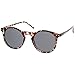 zeroUV - Retro Horn Rimmed Keyhole Nose Bridge P3 Round Sunglasses 49mm (Shiny Brown-Tortoise / Smoke)