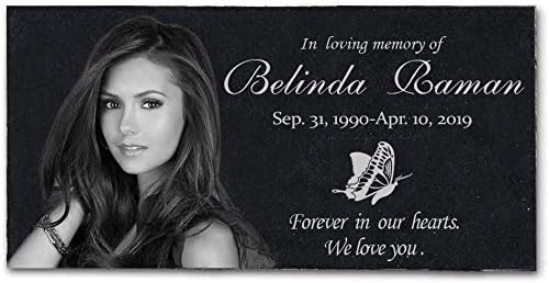 Hardscaping Materials - ODB 12x6 inches Personalized Human Memorial Stones, Black Granite Memorial Garden Stone Engraved with Human's Photo, Gifts for Someone Who Lost a Loved One