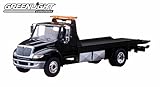 2013 International Durastar 4400 Flatbed Black Body Black Bed Tow Truck 1/64 by Greenlight 29775