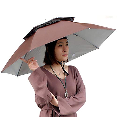 SDGDFXCHN Doppelschichtiger faltbarer Regenschirm, Kopfbedeckung, Regenschutz, Angelkappe – Bild 7