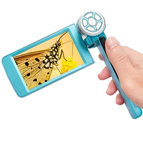 Andonstar AD203 Portable Pocket Digital Microscope, Blue, with 4'' LCD Screen, Supports Windows & Mac PC, USB Coin Microscope