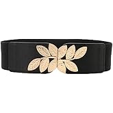 CT COTIM COYIN Women's Stretchy Elastic Waist Belt for Dresses, Vintage Wide Leaf Print Design