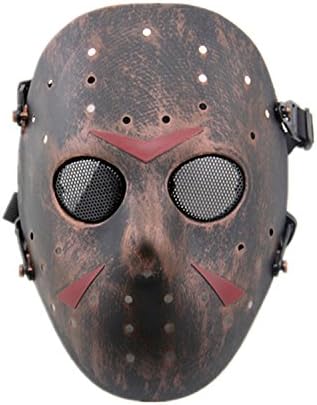 KYhao CS Games Activity Stylish Jason Mask Safeguard Ventilate Face Protective Mask for Halloween Masquerade Cosplay Carnival Costume Party Mask (Red Brone)