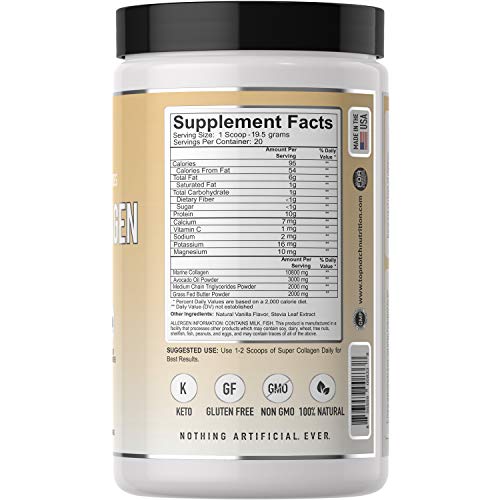 Top Notch Nutrition Super Collagen Protein Powder with Healthy Fat