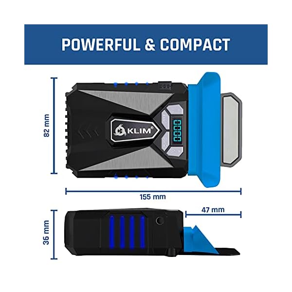 KLIM-Cool-Universal-Gaming-Laptop-PC-Cooler-High-Performance-Fan-for-Fast-Cooling-Action-USB-Hot-Air-Extractor-New-2021-Version-Blue KLIM Cool Laptop Cooler Fan - NEW 2023 - Innovative Portable Cooling Design with Display - External Gaming Cooler - High…