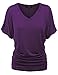 Made By Johnny MBJ WT1037 V Neck Short Sleeve Dolman Top with Side Shirring XXL Dark_Purple