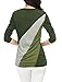 Allegra K Women's Casual Basic T-Shirt Color Block Crew Neck Long Sleeves Tops Green L
