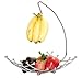 Fruit Basket with Banana Holder, Luxe Premium's Fruit Basket with Banana Hanger, Elegant and Decorative Chrome Fruit Bowl with Banana Hook, Amazing Design, Fashionable and Stylish Look