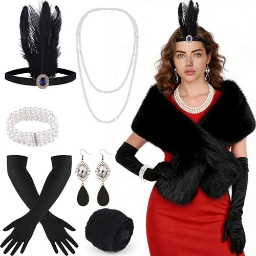 black flapper dress amazon XFLWAM Women's 1920s Flapper Dress Sequin Beaded V Neck Tassels Hem Vintage Cocktail Party Dresses Black XL