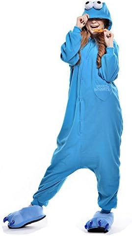 Babibridal Unisex Onesies for Adult Animal Pajamas One Piece Pajamas (M, Blue Sesame Street)