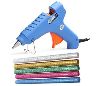 GLUN K999 40W 40 W Leak Proof Professional Hot Melt Glue Gun with LED Indicator and 5 Glitter Sparkle Colored Glue Sticks