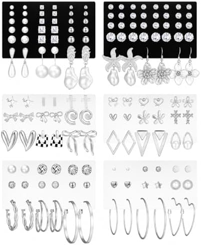 Amazon.com: 60 Pairs Stud Earrings Set for Women - Assorted  display picture 1