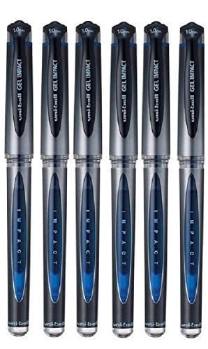 Uni TS-140143 Signo UM-153S Gel Impact Rollerball Pen, 0.6mm Line Width, 1.0mm Tip Width, Blue, Pack of 6