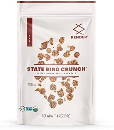 Render State Bird Crunch (Sea Salt), Puffed Quinoa Snack w/ Seeds, Spices, 3.5oz (Pack of 6)