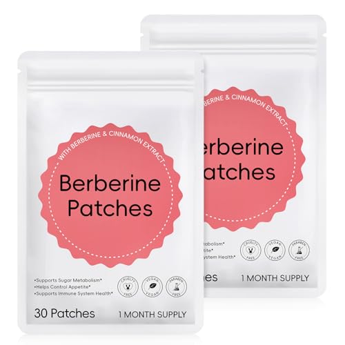 Berberine Patches 60 Count – Berberine & Cinnamon Extract Body Patches, Vegan & Cruelty Free, Supports Healthy Metabolism, Discreet Daily Wear & Travel Friendly