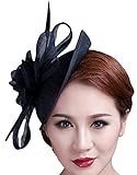 Cocktail Pillbox Hat Fascinator Hair Clip Bridal Headwear for Women Black