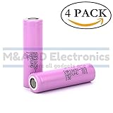 Samsung INR18650-30Q High Drain 3000mAh 3.7V 15A Rechargeable Flat Top Battery, (4 Pcs)