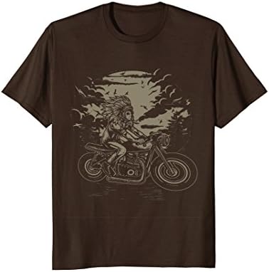 Mens Indian Chief Motorcycle Rider Men's T-shirt XL Brown