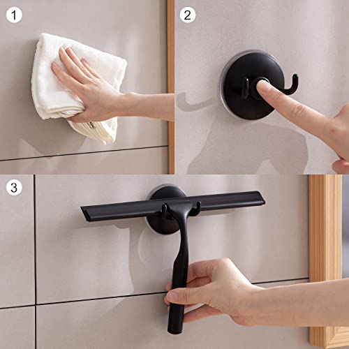 Ettori Shower Squeegee for Glass Doors, Squeegee for Shower Door, Window and Car Glass, Mirrors - All-Purpose Stainless Steel Squeegee, 10 Inches and Black